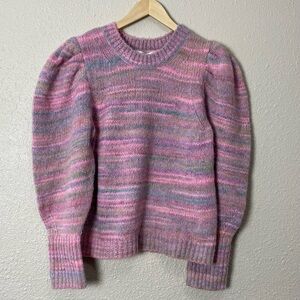 Love Shack Fancy Aquarius Pullover Puffed Sleeve Sweater